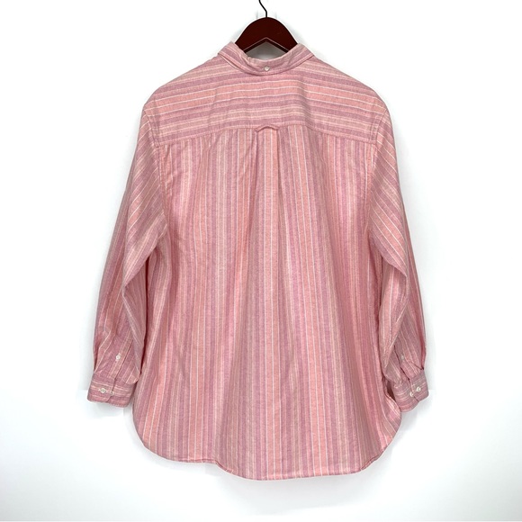 L.L. Bean Pink Blue Striped Long Sleeve Button Down Shirt Semi Casual Size Large - Picture 2 of 16